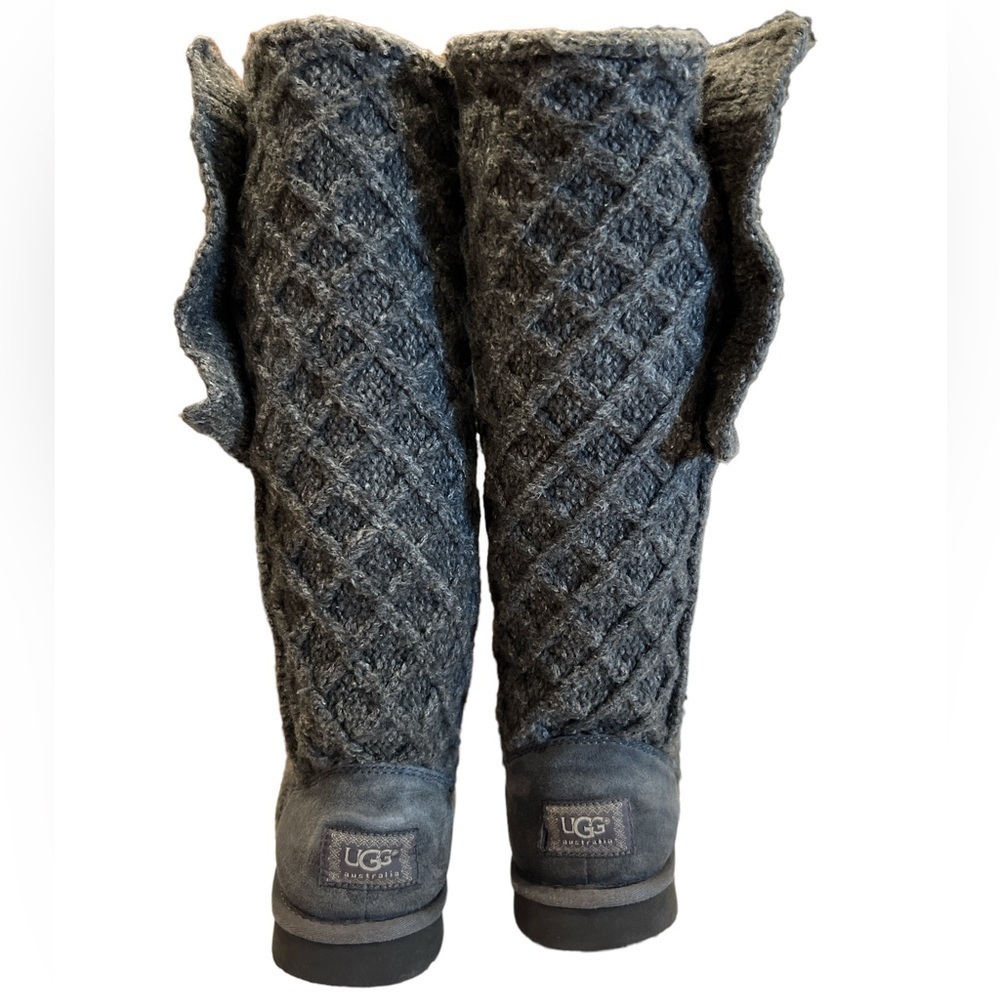 Women's UGG Classic Cardy Sweater Wool Knit Knee Sock Boots BLACK 8